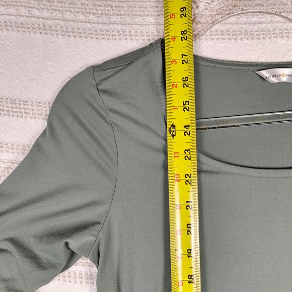 Kindred Bravely Sage Green Stretch Long Sleeve Layered Top Small Petite - Picture 4 of 7